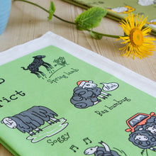 Load image into Gallery viewer, Herdwicks of the Lake District Tea Towel with a Flower
