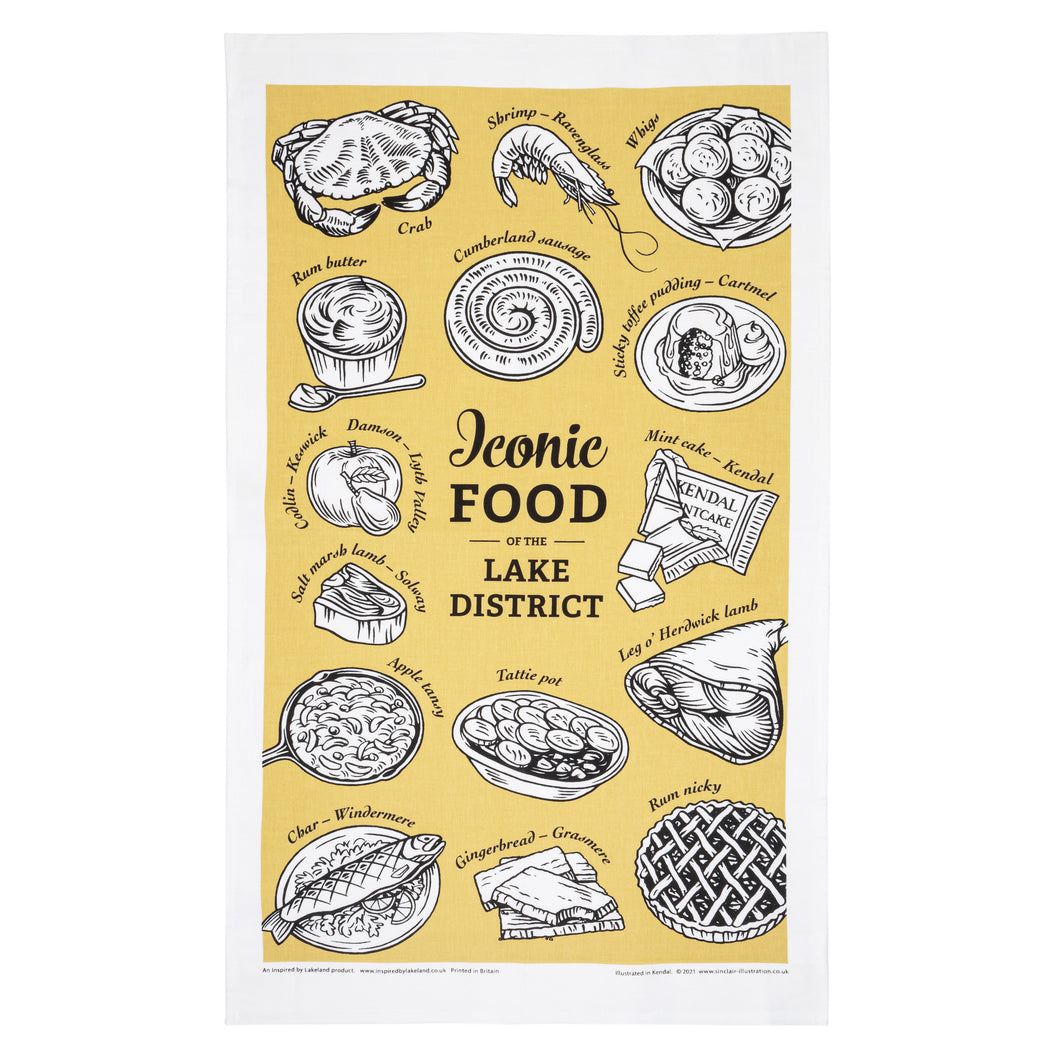 Iconic Foods of the Lake District  Tea Towel